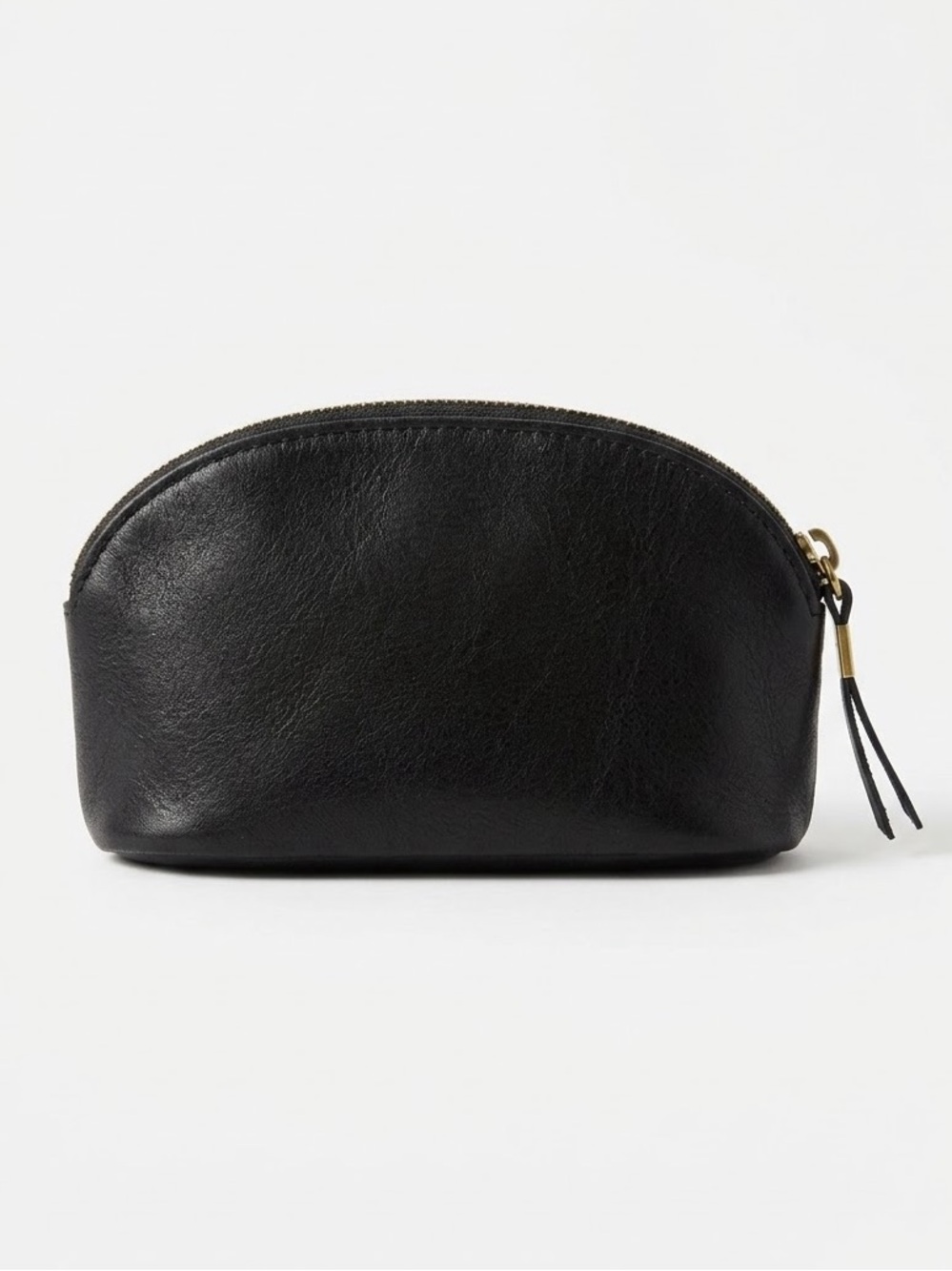 Madewell Black Leather Makeup Pouch Cosmetic Case Bag Clutch Small Zip Top